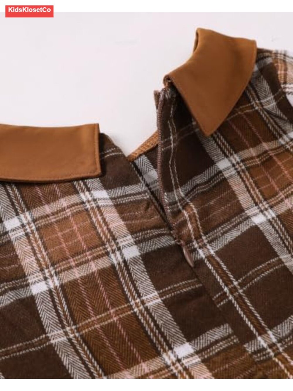 Girls Long Sleeve Plaid Swing Dress with Peter Pan Collar Fall Winter - Picture 6 of 6